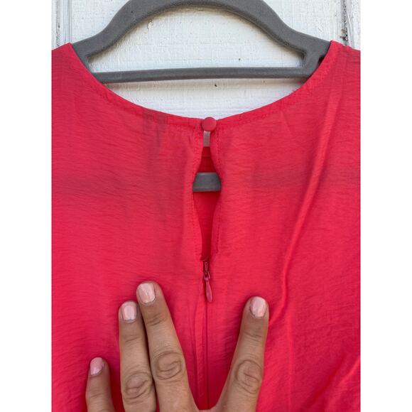 NWT Anthropologie The Della Pleated-Waist Shell Top, Red, Sz M - Picture 7 of 7